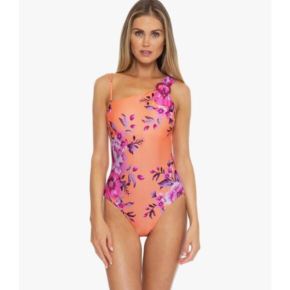 BECCA by Rebecca Virtue Full Bloom Arabella Asymmetrical Swimsuit Medium - Picture 2 of 7